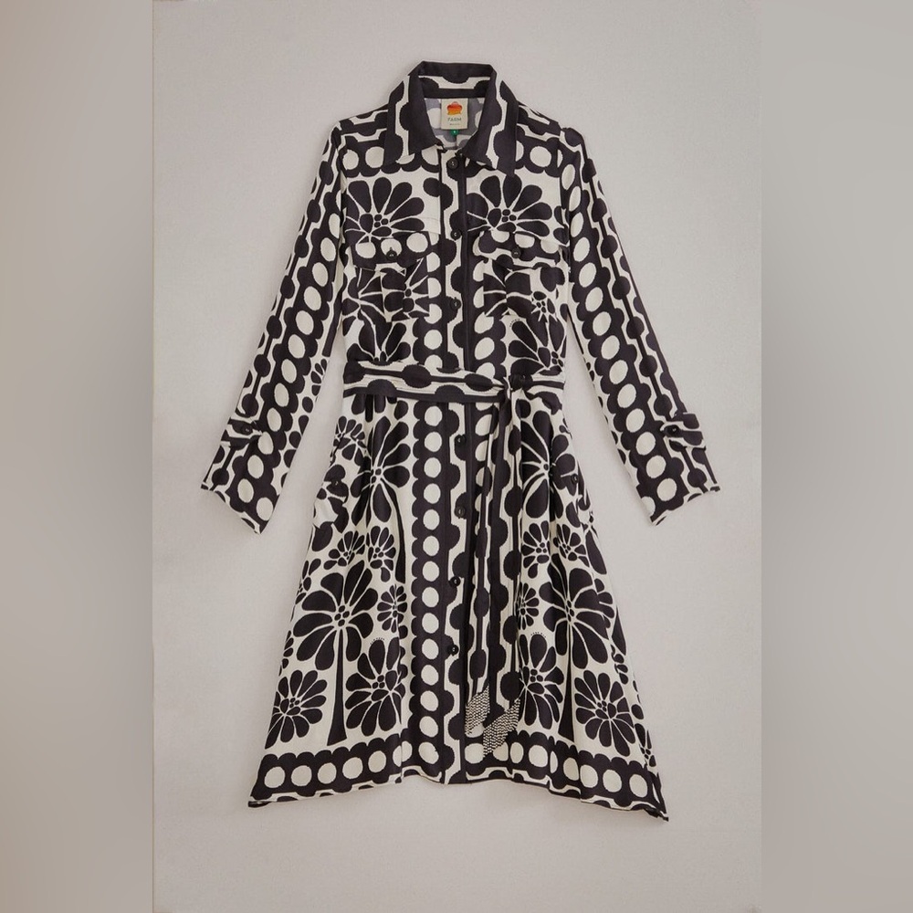 Farm Rio Palermo Long-Sleeve Belted Midi Dress Size XS - Picture 12 of 15